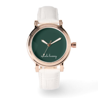 Emerald Grönt Script | Modern Snyggt Monogram Armbandsur