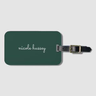 Emerald Grönt Script Modern Snyggt Monogram Bagagebricka