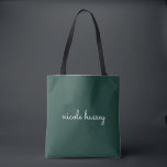Emerald Grönt Script | Modern Snyggt Monogram Tygkasse<br><div class="desc">En enkel anpassningsbar i en handskriven avslappnad med enfärgad grönt och vit snyggt. Monogrammet kan lätt vara personlig för att göra en design så unik som du är! Perfektens trendig-gåva eller tillbehör till tillfälle.</div>