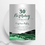 Emerald Grönt Silver Agate 30års födelsedag Party Inbjudningar<br><div class="desc">Emerald grönt och silver agate 30års födelsedag bjudan. Elegantens moderna design med vattenfärgad bakgrund,  faux glitter silver och typsnitt för färgskript. Trendig inbjudan-kortets perfekt för en snyggt kvinnor i firande. Skrivna Zazzle-inbjudningar eller digital utskrivbar mall för omedelbar nedladdning.</div>