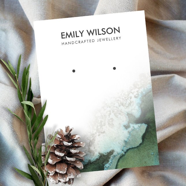 Emerald Grönt Silver Agate Earring Visning Card Visitkort (Skapare uppladdad)