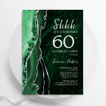 Emerald Grönt Silver Agate Surprise 60:e födelseda Inbjudningar<br><div class="desc">Emerald grönt och silver agerade överraskande 60:e födelsedagsfest inbjudan. Elegantens moderna design med vattenfärgad bakgrund,  faux glitter silver och typsnitt för färgskript. Trendig inbjudan-kortets perfekt för en snyggt kvinnor i firande. Skrivna Zazzle-inbjudningar eller digital utskrivbar mall för omedelbar nedladdning.</div>