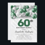 Emerald Grönt Silver Balloon Glitter 60:e födelsed Inbjudningar<br><div class="desc">Modern Glam Emerald Grönt Silver Balloon Glitter Gnistra i alla åldrar på födelsedagsinbjudan</div>