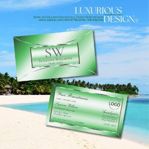 Emerald Grönt Silver Decor med Monogram och Logoty Visitkort