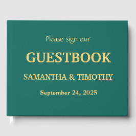 Emerald Grönt Simple Modern Minimalist Bröllop Gästböcker