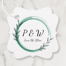 Emerald Grönt Simple WAN Monogram Bröllop Gåvor Etiketter