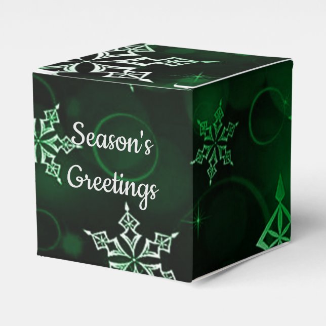 Emerald Grönt Snowflake Motif Cube Presentaskar (Framsidan Sidan)