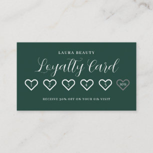 Emerald Grönt Snyggt Minimal Heart Kärlek Lojalitetskort