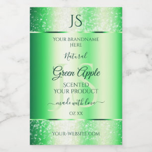 Emerald Grönt Soft Glitter produktetiketter Monogr Mat Etikett