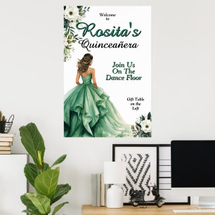 Emerald Grönt Spanska 15:e födelsedagen Quinceaner Poster