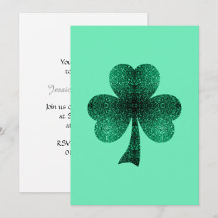 Emerald Grönt Sparkles Shamrock Klöver inbjudan