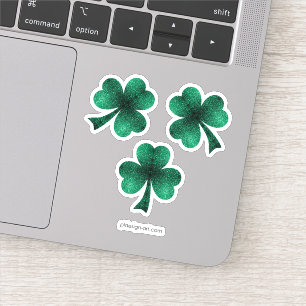 Emerald Grönt Sparkles Shamrock Klöver St Pat Day Klistermärken