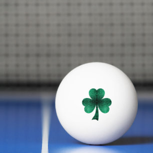Emerald Grönt Sparkles Shamrock Klöver St Pat Day Pingisboll
