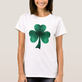 Emerald Grönt Sparkles Shamrock Klöver St Pat Day Tee Shirt