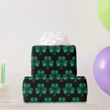 Emerald Grönt Sparkles Shamrock mönster svart