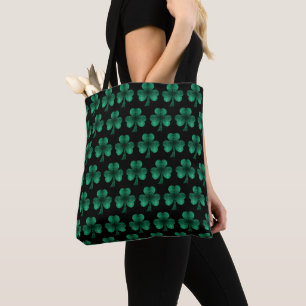 Emerald Grönt Sparkles Shamrock mönster svart Tygkasse