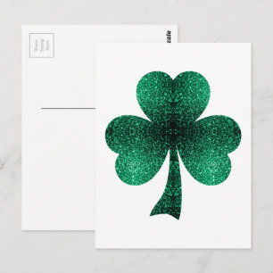 Emerald Grönt Sparkles Shamrock St patrick's day Vykort