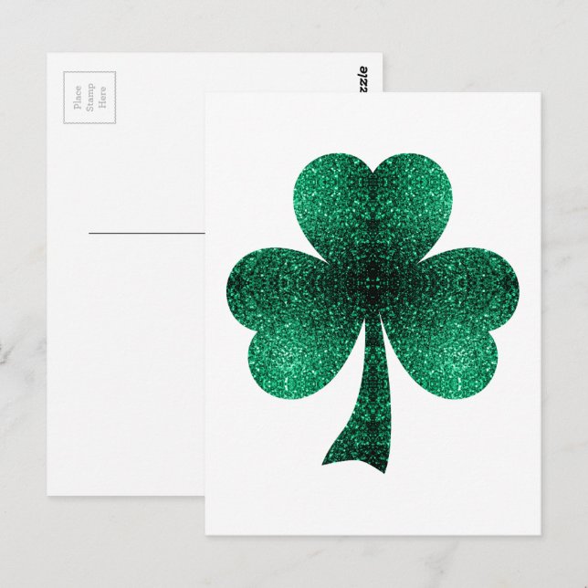 Emerald Grönt Sparkles Shamrock St patrick's day Vykort (Fram/baksida)