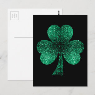 Emerald Grönt Sparkles Shamrock St patrick's day Vykort