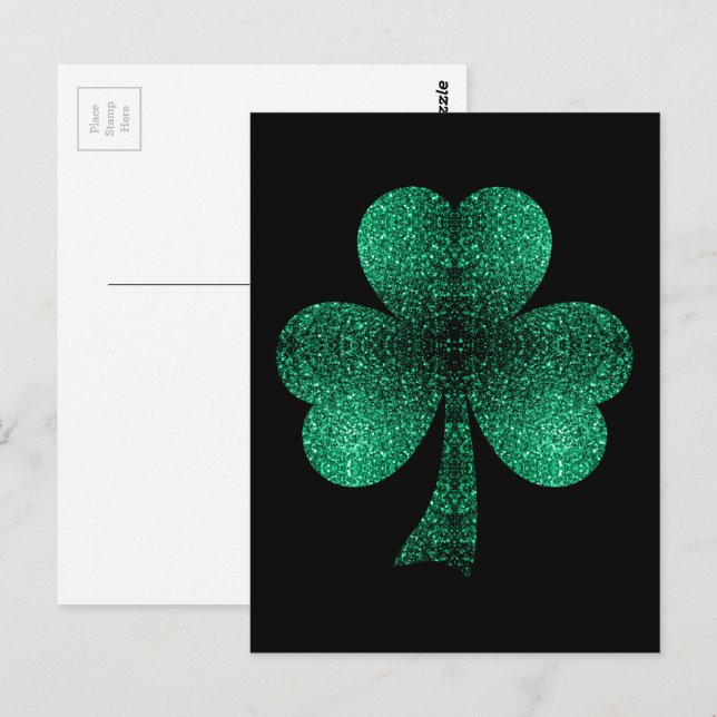 Emerald Grönt Sparkles Shamrock St patrick's day Vykort (Fram/baksida)