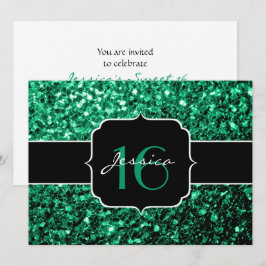 Emerald Grönt sparkles Sweet 16-inbjudan Inbjudningar