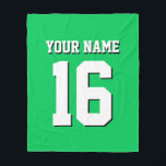 Emerald Grönt Sports Jersey Team Jersey Fleecefilt<br><div class="desc">Emerald Grönt Team Jersey/Sports Jersey/Football Jersey Anpassa detta med ditt eget namn eller team namn och ett nummer. Du kan ändra textens storleka placering, färg och placering om du behöver göra ändringar, ta bort textskuggan, lägga till egen text och/eller bilder för att skapa din egen unika design med mera. FantabulousSports/Fantabulous...</div>