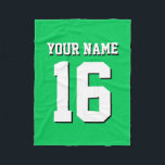 Emerald Grönt Sports Jersey Team Jersey Fleecefilt<br><div class="desc">Emerald Grönt Team Jersey/Sports Jersey/Football Jersey Anpassa detta med ditt eget namn eller team namn och ett nummer. Du kan ändra textens storleka placering, färg och placering om du behöver göra ändringar, ta bort textskuggan, lägga till egen text och/eller bilder för att skapa din egen unika design med mera. FantabulousSports/Fantabulous...</div>