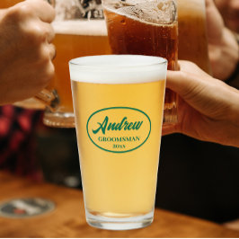 Emerald Grönt Stylized Bröllop Groomsman Glaskopp