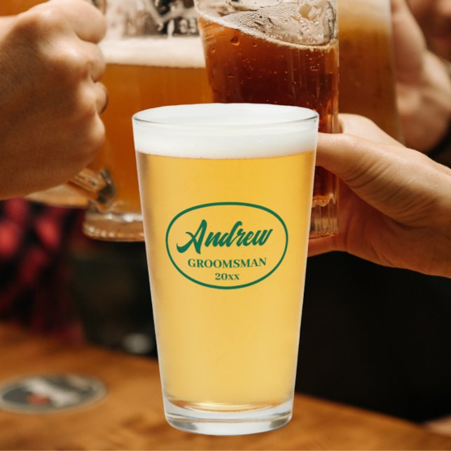 Emerald Grönt Stylized Bröllop Groomsman Glaskopp (In Situ Bachelor Party)