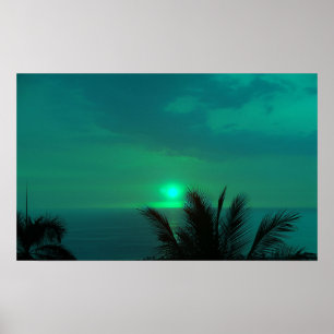 Emerald Grönt Sunset Poster