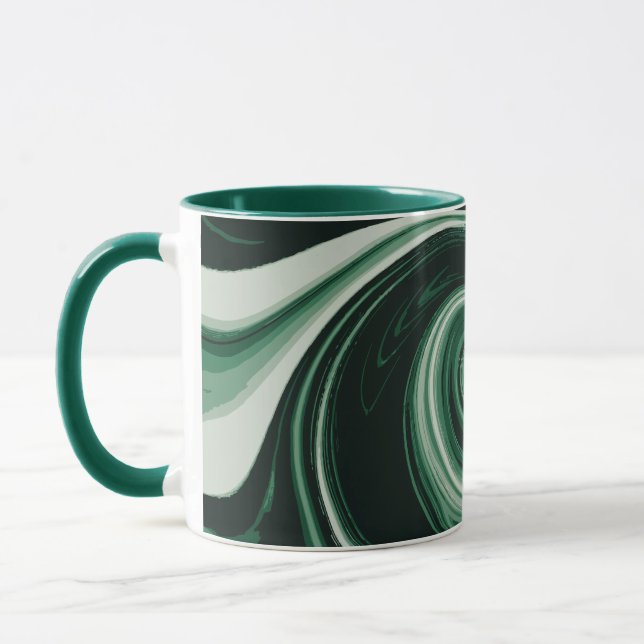 Emerald Grönt Swirl Abstraction Mugg (Vänster)