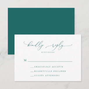 Emerald Grönt Teal Minimalist Modern Bröllop OSA Kort