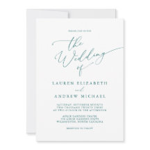 Emerald Grönt Teal Minimalist Wedding-inbjudan