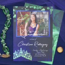 Emerald Grönt Tiara, Sapphire Blue Quinceanera
