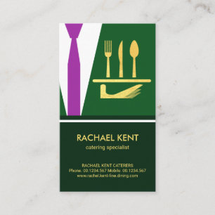 Emerald Grönt Tuxedo Apron, Butler Service Visitkort