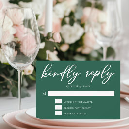 Emerald Grönt Typography Bröllop Kinely Reply OSA Kort
