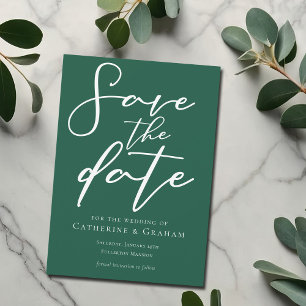 Emerald Grönt Typography Chic Forest Spara Datumet