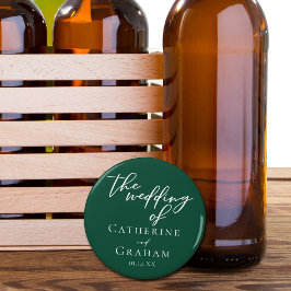 Emerald Grönt Typography Forest Bröllop Flasköppnare