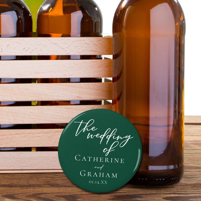 Emerald Grönt Typography Forest Bröllop Flasköppnare (Skapare uppladdad)