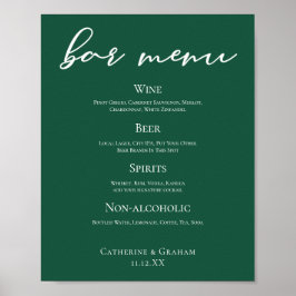 Emerald Grönt Typography Forest Bröllop Pub Menu Poster