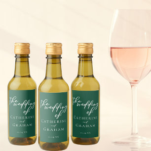 Emerald Grönt Typography Personlig Bröllop Mini Vinetikett