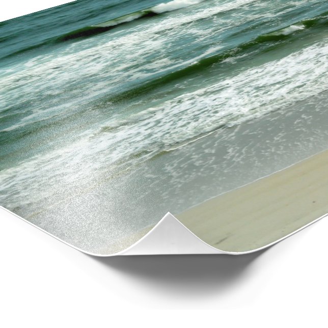 Emerald Grönt Vågar kraschen på Beach Fototryck (Hörn)