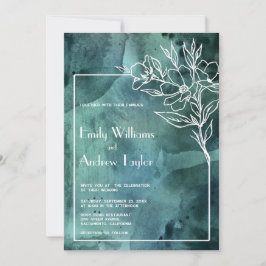 Emerald grönt vattenfärgsminimalistisk inbjudan