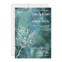 Emerald grönt vattenfärgsminimalistisk inbjudan