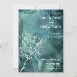 Emerald grönt vattenfärgsminimalistisk inbjudan