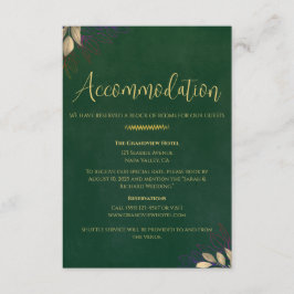 Emerald Grönt Velvet Bröllop-inkvarteringen Helg Tilläggskort