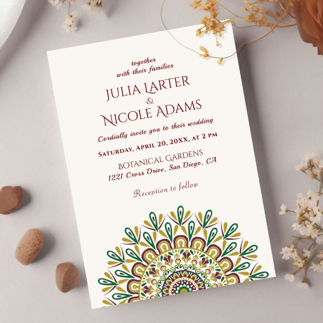 Emerald Grönt Vild Amazon Forest Mandala Bröllop Inbjudningar (Skapare uppladdad)