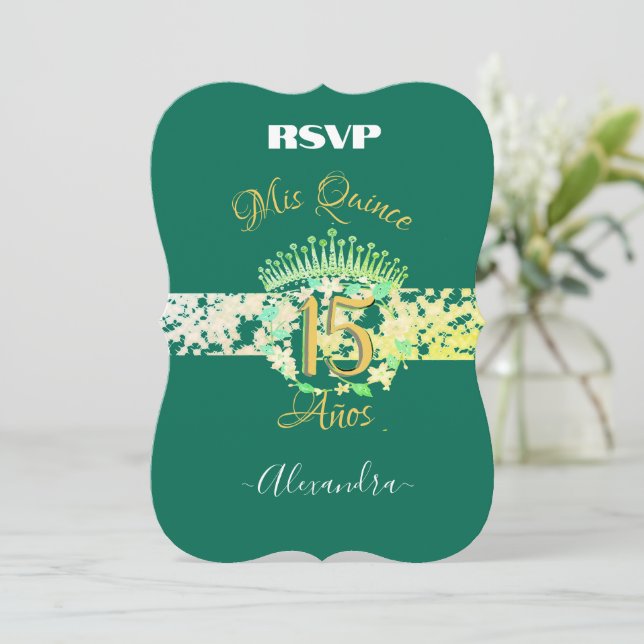 Emerald Grönt Vintage Boho Quinceañera Spanska (Stående Fram)