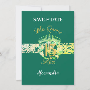Emerald Grönt Vintage Boho Quinceañera Spanska Spara Datumet