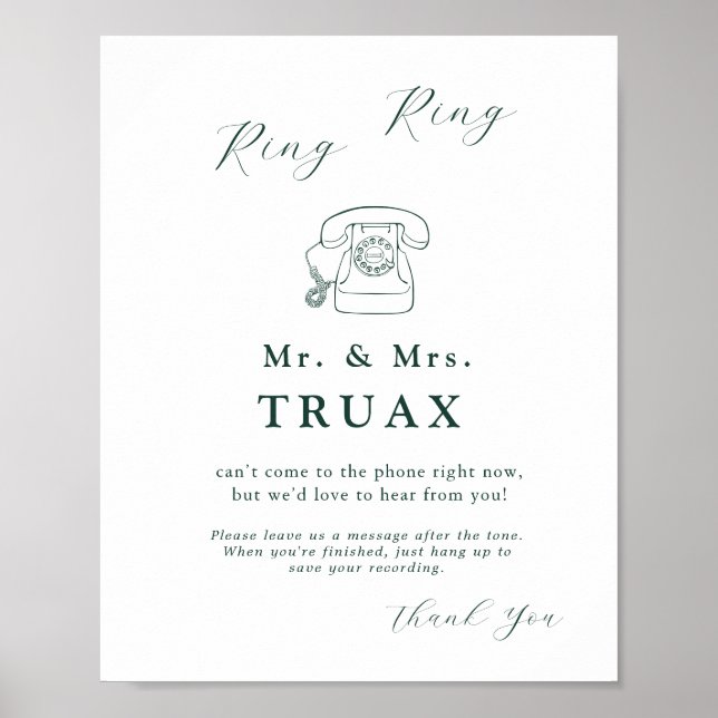 Emerald Grönt Vintage Botanical i Audio Guestbook Poster (Framsidan)